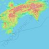Топографическая карта 高知県, высота, рельеф