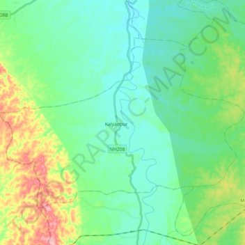 Топографическая карта Kalyanpur, высота, рельеф
