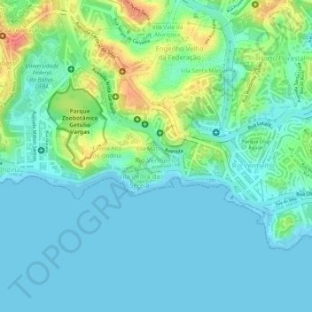 Топографическая карта Rio Vemelho, высота, рельеф