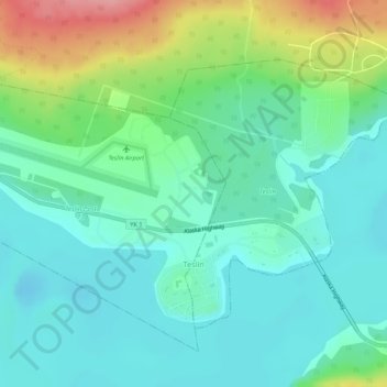 Топографическая карта Teslin, высота, рельеф