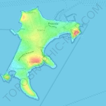 Топографическая карта Procida, высота, рельеф