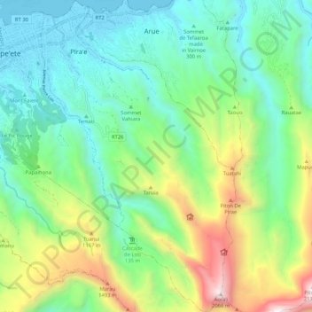 Топографическая карта Pīraʻe, высота, рельеф
