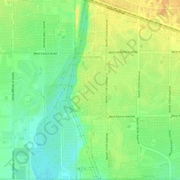 Топографическая карта Youngtown, высота, рельеф