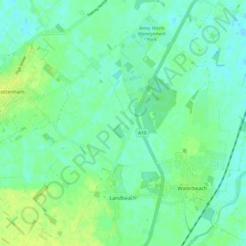 Топографическая карта Landbeach, высота, рельеф