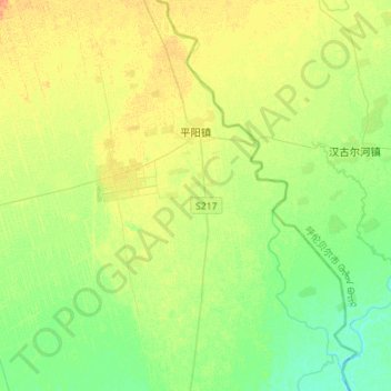 Топографическая карта 平阳镇, высота, рельеф