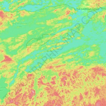Топографическая карта Minnitaki Lake, высота, рельеф