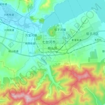 Топографическая карта Taoshan District, высота, рельеф