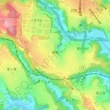 Топографическая карта 西陵, высота, рельеф