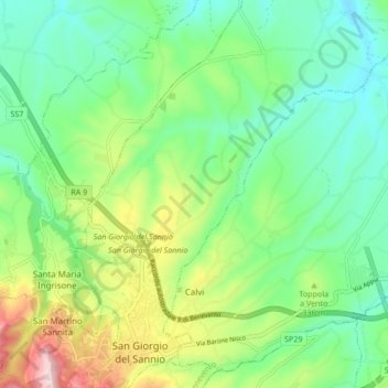 Топографическая карта Calvi, высота, рельеф