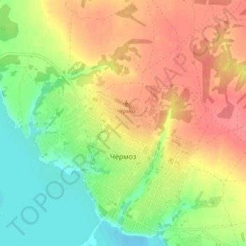 Топографическая карта Чёрмоз, высота, рельеф
