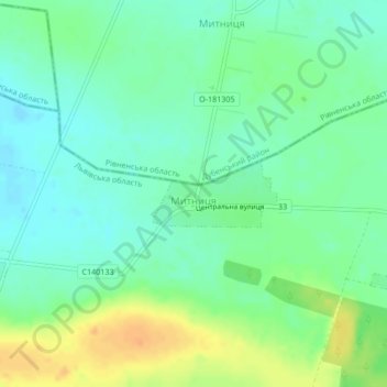 Топографическая карта Мытница, высота, рельеф