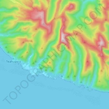 Топографическая карта Teahupoo, высота, рельеф