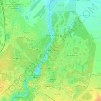 Топографическая карта Павловский парк, высота, рельеф