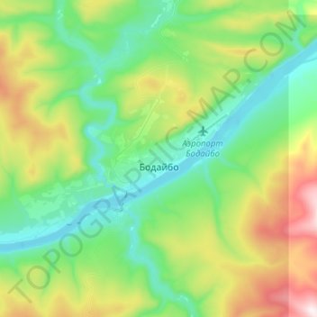 Топографическая карта Бодайбо, высота, рельеф