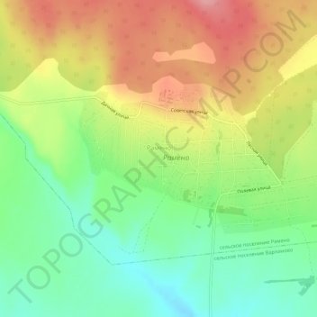 Топографическая карта Рамено, высота, рельеф