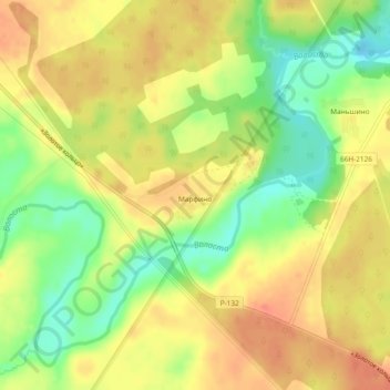 Топографическая карта Марфино, высота, рельеф