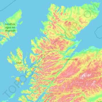 Топографическая карта Highland, высота, рельеф