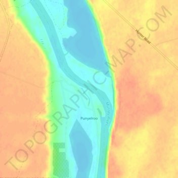 Топографическая карта Punyelroo, высота, рельеф