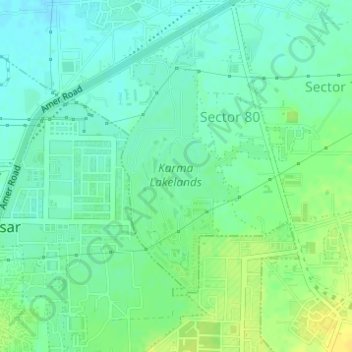 Топографическая карта Karma Lakelands, высота, рельеф