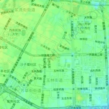 Топографическая карта 玉林街道, высота, рельеф
