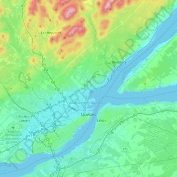 Топографическая карта Québec, высота, рельеф