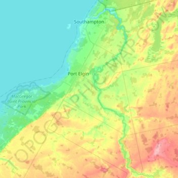 Топографическая карта Saugeen Shores, высота, рельеф