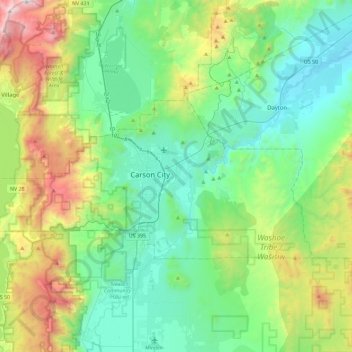 Топографическая карта Carson City, высота, рельеф