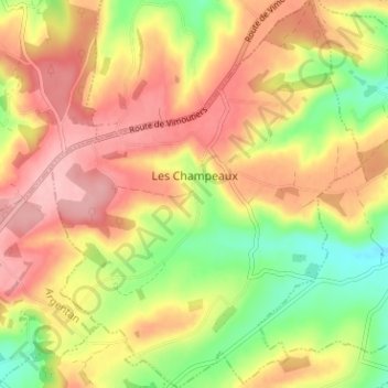 Топографическая карта Les Champeaux, высота, рельеф
