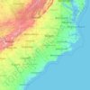 Топографическая карта Северная Каролина, высота, рельеф