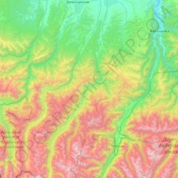 Топографическая карта Марухское сельское поселение, высота, рельеф