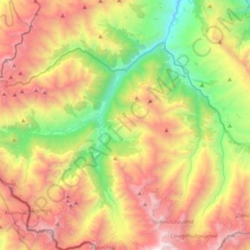 Топографическая карта Гуларское сельское поселение, высота, рельеф