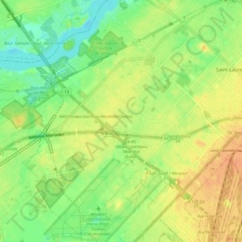 Топографическая карта Bois-Francs, высота, рельеф