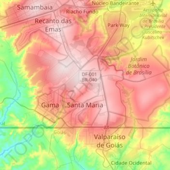Топографическая карта Santa Maria, высота, рельеф