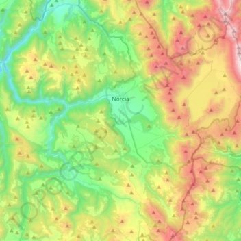 Топографическая карта Norcia, высота, рельеф
