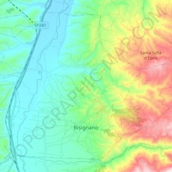 Топографическая карта Bisignano, высота, рельеф