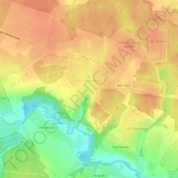 Топографическая карта Рогозинино, высота, рельеф