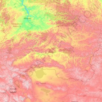 Топографическая карта Республика Тыва, высота, рельеф