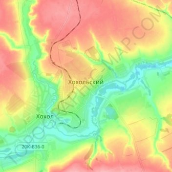 Топографическая карта Хохольский, высота, рельеф