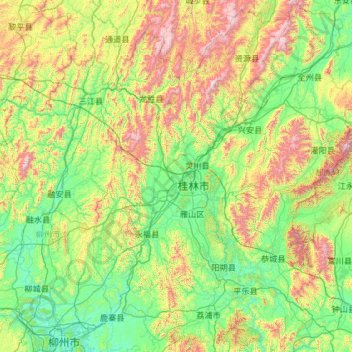 Топографическая карта Guilin, высота, рельеф