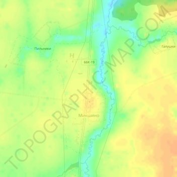 Топографическая карта Микшино, высота, рельеф