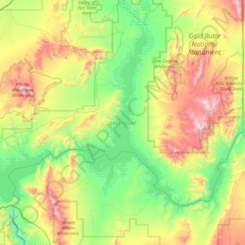 Топографическая карта Lake Mead, высота, рельеф