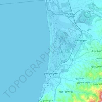 Топографическая карта Кобулети, высота, рельеф