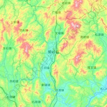 Топографическая карта 蕉岭县, высота, рельеф