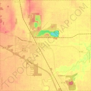 Топографическая карта Crawford Township, высота, рельеф