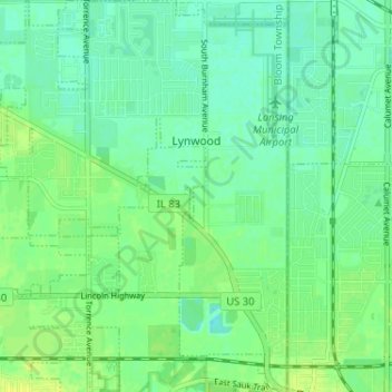 Топографическая карта Lynwood, высота, рельеф