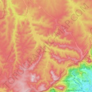 Топографическая карта Cordeaux, высота, рельеф