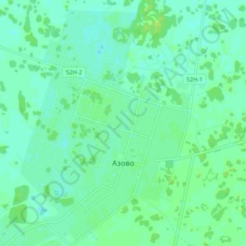Топографическая карта Азово, высота, рельеф