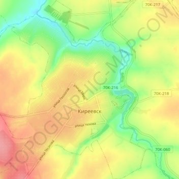 Топографическая карта Киреевск, высота, рельеф