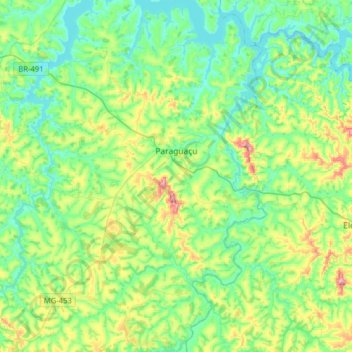 Топографическая карта Paraguaçu, высота, рельеф