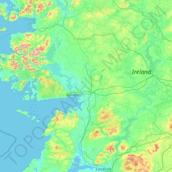 Топографическая карта County Galway, высота, рельеф